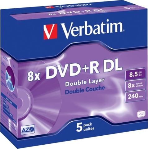 DVD+R VERBATIM 8.5GB ,  240min ,  viteza 8x ,  Double Layer ,  5Pack ,  Jewel Case ,  Cod Produs: 43541 [1]