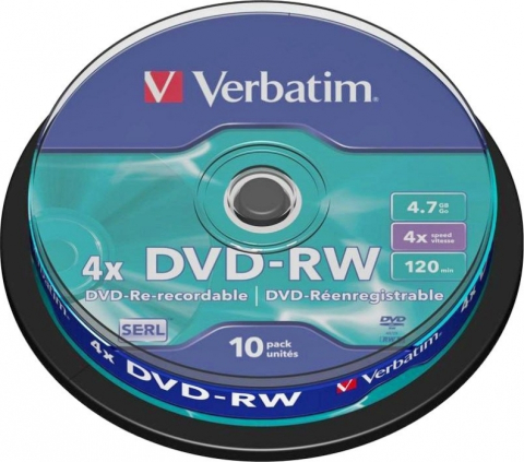 Electronice - DVD-RW VERBATIM  4.7GB, 120min, viteza 4x, 10 buc, Single Layer, spindle, Cod Produs: 43552