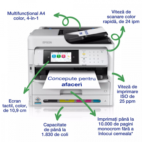 Epson WF - C5890DWF - Multifunctional inkjet color A4, DUPLEX AUTOMAT, 25 ppm, USB, Retea, Wi-Fi, cu FAX [1]
