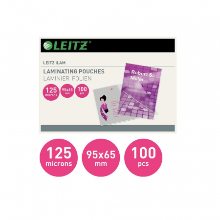 Folie Leitz MINI pentru laminare la cald, 65x95, 125 microni [1]