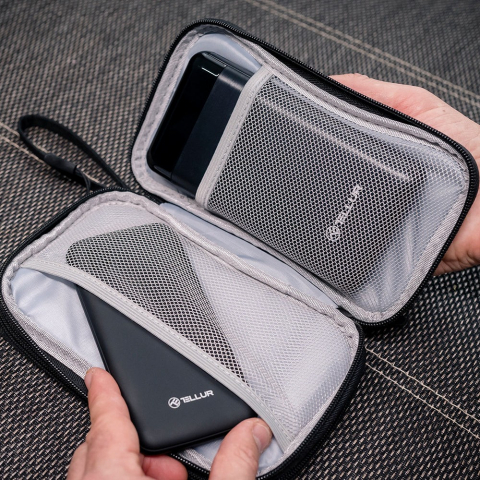 Geanta Tellur pentru organizare cabluri si accesorii, 21 x 12,5 x 6 cm, poliester, negru [10]