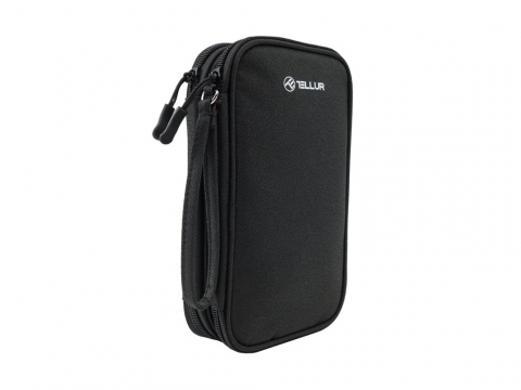 Geanta Tellur pentru organizare cabluri si accesorii, 21 x 12,5 x 6 cm, poliester, negru [1]