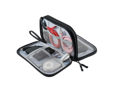 Geanta Tellur pentru organizare cabluri si accesorii, 21 x 12,5 x 6 cm, poliester, negru [4]