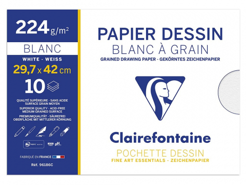 Rechizite si articole scolare - Hartie desen A3 224 g/mp 10 coli/plic Clairefontaine