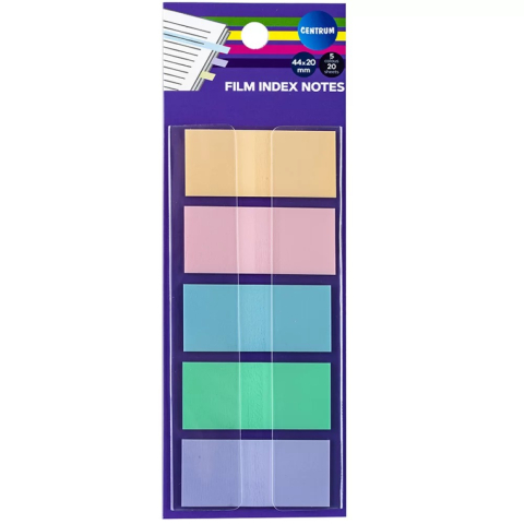 Index, notesuri adezive - Index autoadeziv plastic 44 x  20mm 100 file