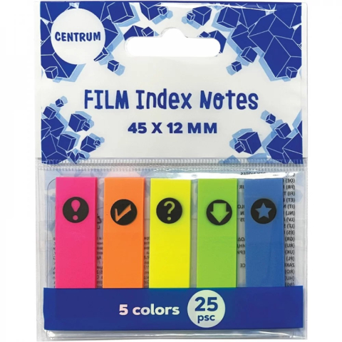 Index, notesuri adezive - Index NEON autoadeziv plastic 45 x 12mm cu marcaje 125 de file