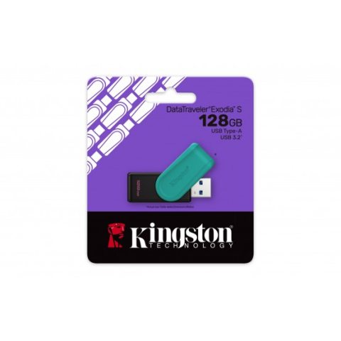Kingston 128GB Portable USB 3.2 Gen 1 DataTraveler Exodia S (Black/Turquoise) Cod Produs: DTXS/128GB [2]