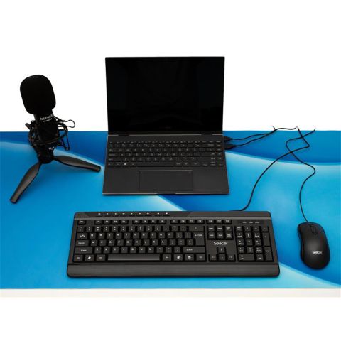 KIT wired SPACER ,  tastatura cu fir multimedia 104 taste (+ 9 taste multimedia) + mouse rezolutie max.1600dpi ,  4 butoane ,  rotita scroll ,  black Cod Produs: SPOK-WD-02 [7]