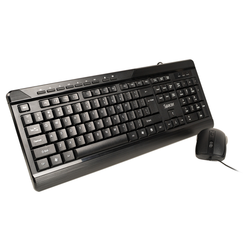 Electronice - KIT wired SPACER ,  tastatura cu fir multimedia 104 taste (+ 9 taste multimedia) + mouse rezolutie max.1600dpi ,  4 butoane ,  rotita scroll ,  black Cod Produs: SPOK-WD-02
