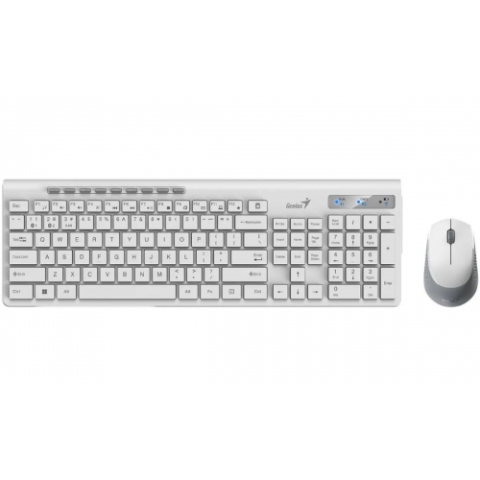 KIT wireless GENIUS , tastatura wireless 104 taste (multimedia) + mouse wireless 1200dpi , 3 butoane , BT5.3 + 2.4G , USB , alb , Cod Produs: 31340015400 [0]