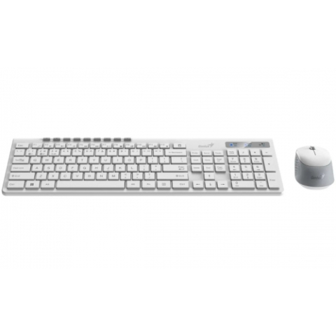 KIT wireless GENIUS , tastatura wireless 104 taste (multimedia) + mouse wireless 1200dpi , 3 butoane , BT5.3 + 2.4G , USB , alb , Cod Produs: 31340015400 [1]