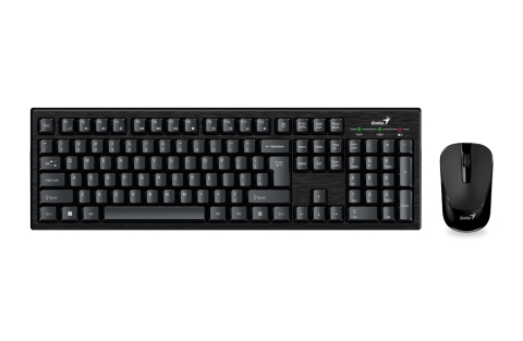 Periferice - KIT wireless GENIUS, tastatura wireless 104 taste (slim) + mouse wireless 1000dpi, 3 butoane, black, Cod Produs: 31340014400