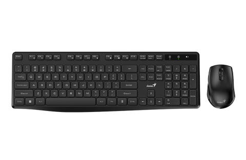 KIT wireless GENIUS , tastatura wireless 104 taste (slim) + mouse wireless 1200dpi , 3 butoane , 11 taste functii multimedia , black , Cod Produs: 31340017400 [0]