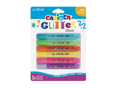 Lipici si aracet - Lipici cu sclipici Fluo Carioca 6 x 10.5 ml