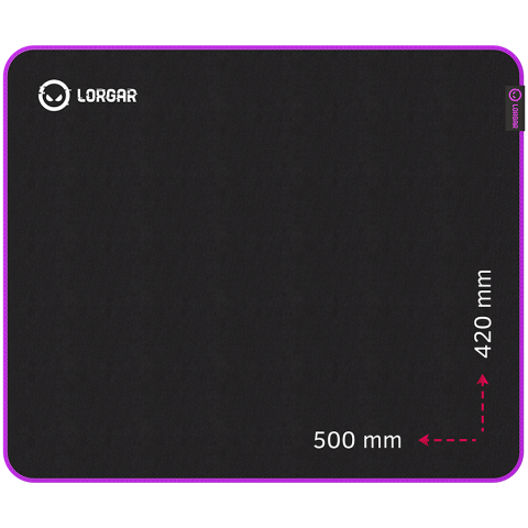 Mouse PAD - Lorgar Main 315 ,  Gaming mouse pad ,  High-speed surface ,  Purple anti-slip rubber base ,  size: 500mm x 420mm x 3mm ,  weight 0.39kg Cod Produs: LRG-GMP315