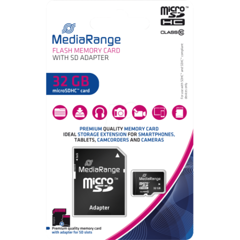 Electronice - MediaRange Micro SDHC 32GB Class 10 with SD adapter Cod Produs: MR959