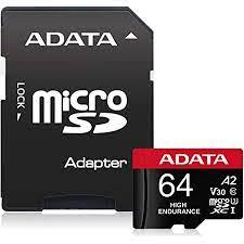 Electronice - MEMORIE MICROSD ADATA Endurance, 64 GB, MicroSDHC, clasa 10, standard UHS-I U1, Cod Produs: AUSDX64GUI3V30SHA2-RA1