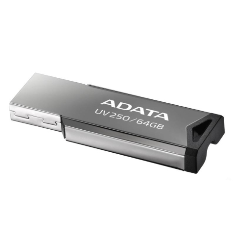 MEMORIE USB 2.0 ADATA 64 GB, clasica, carcasa metalica, argintiu, Cod Produs: AUV250-64G-RBK [1]