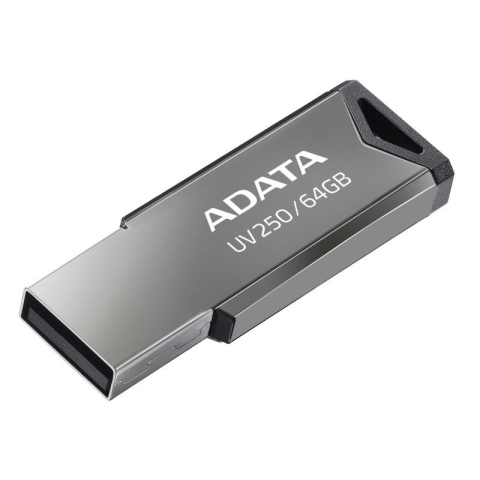 MEMORIE USB 2.0 ADATA 64 GB, clasica, carcasa metalica, argintiu, Cod Produs: AUV250-64G-RBK [0]
