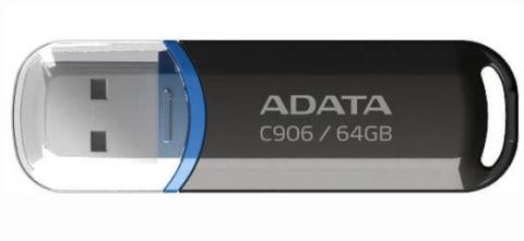 Electronice - MEMORIE USB 2.0 ADATA 64 GB, cu capac, carcasa plastic, negru, Cod Produs: AC906-64G-RBK