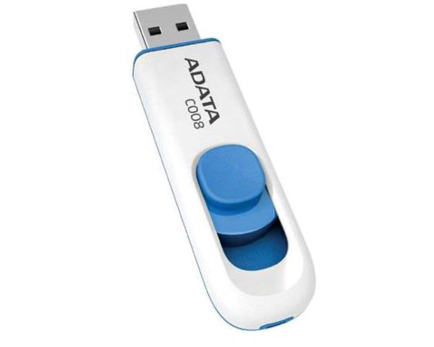 Electronice - MEMORIE USB 2.0 ADATA 64 GB, retractabila, carcasa plastic, alb / albastru, Cod Produs: AC008-64G-RWE