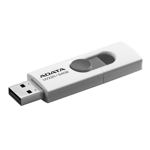 Electronice - MEMORIE USB 2.0 ADATA 64 GB, retractabila, carcasa plastic, alb / gri, Cod Produs: AUV220-64G-RWHGY