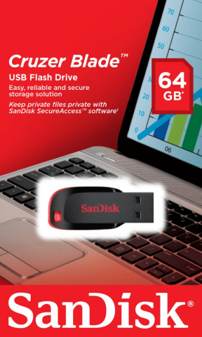 MEMORIE USB 2.0 SANDISK 64 GB ,  clasica ,  carcasa plastic ,  negru ,  Cod Produs: SDCZ50-064G-B35 [1]