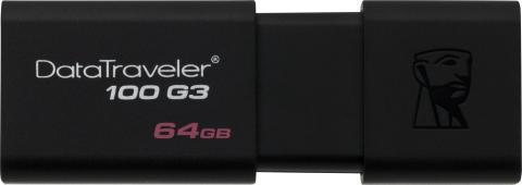 MEMORIE USB 3.0 KINGSTON 64 GB , cu capac , carcasa plastic , negru , Cod Produs: DT100G3/64GB [0]