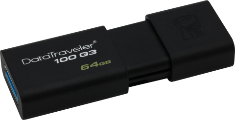 MEMORIE USB 3.0 KINGSTON 64 GB , cu capac , carcasa plastic , negru , Cod Produs: DT100G3/64GB [1]