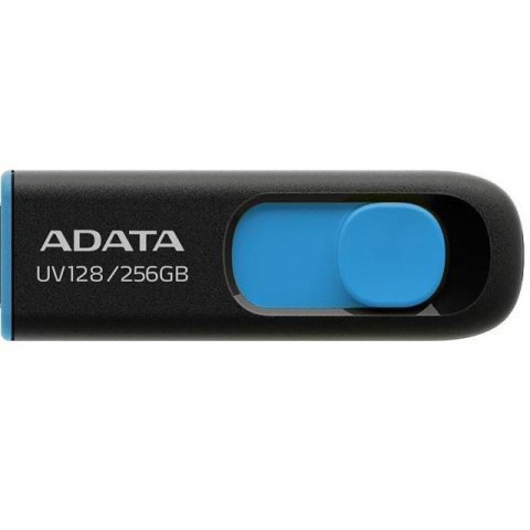 Memorii USB - MEMORIE USB 3.2 ADATA 256GB ,  retractabila ,  carcasa plastic ,  negru / albastru ,  Cod Produs: AUV128-256G-RBE