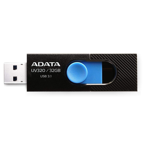 MEMORIE USB 3.2 ADATA 32 GB, retractabila, carcasa plastic, negru / albastru, Cod Produs: AUV320-32G-RBKBL [0]