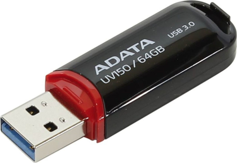 Electronice - MEMORIE USB 3.2 ADATA 64 GB, cu capac, carcasa plastic, negru, Cod Produs: AUV150-64G-RBK