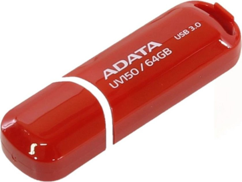 Electronice - MEMORIE USB 3.2 ADATA 64 GB, cu capac, carcasa plastic, rosu, Cod Produs: AUV150-64G-RRD