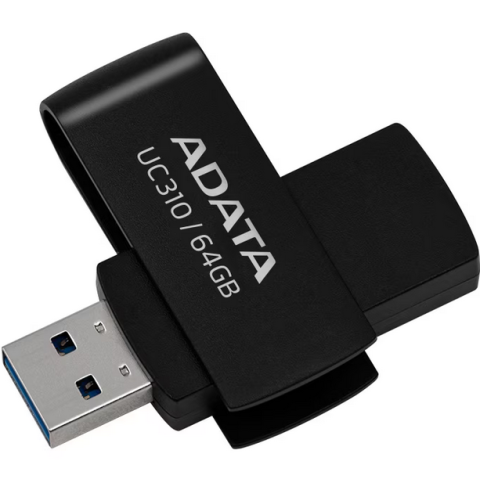 Memorii USB - MEMORIE USB 3.2 ADATA 64 GB ,  protectie slide laterala ,  carcasa plastic ,  negru ,  Cod Produs: UC310-64G-RBK
