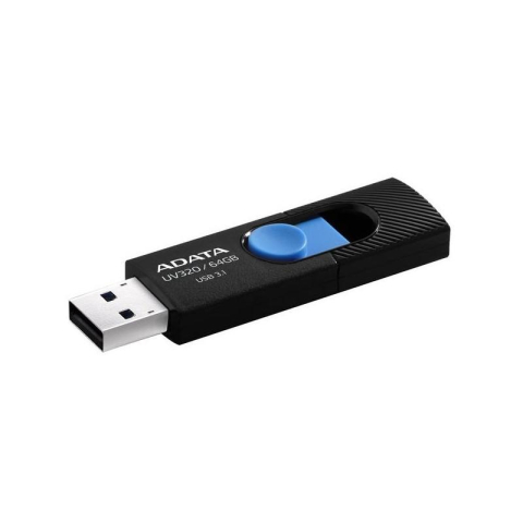MEMORIE USB 3.2 ADATA 64 GB, retractabila, carcasa plastic, negru / albastru, Cod Produs: AUV320-64G-RBKBL [0]