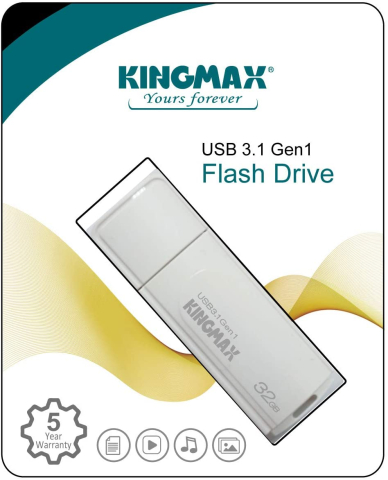 MEMORIE USB 3.2 Gen 1 KINGMAX 32 GB ,  cu capac ,  plastic ,  alb ,  Cod Produs: KM32GPB07W [1]
