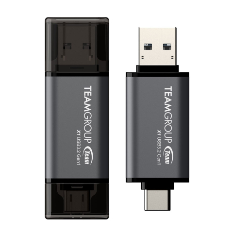 Memorii USB - MEMORIE USB 3.2 / USB Type-C 3.1 TEAMGROUP X1 ,  64 GB ,  plastic ,  gri Cod Produs: TX1364GC01