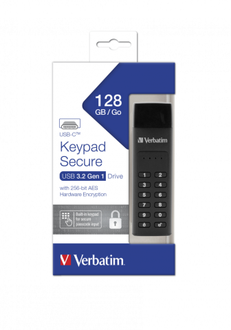 MEMORIE USB KEYPAD VERBATIM 128GB CU ENCRIPTIE AES 256-BIT , USB C Cod Produs: 49432 [1]