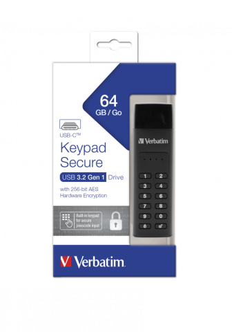 MEMORIE USB KEYPAD VERBATIM 64GB CU ENCRIPTIE AES- 256-BIT USB 3.1 , USB C Cod Produs: 49431 [1]