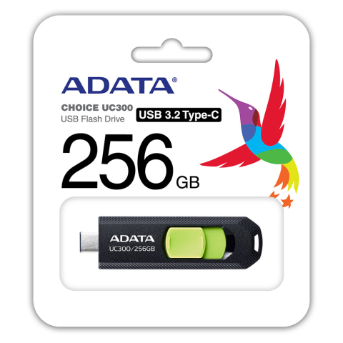 MEMORIE USB Type-C 3.2 ADATA 256 GB , retractabila , carcasa plastic , negru / verde Cod Produs: ACHO-UC300-256G-RBK/GN [3]