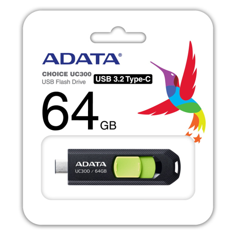 MEMORIE USB Type-C 3.2 ADATA 64 GB ,  retractabila ,  carcasa plastic ,  negru / verde Cod Produs: ACHO-UC300-64G-RBK/GN [3]