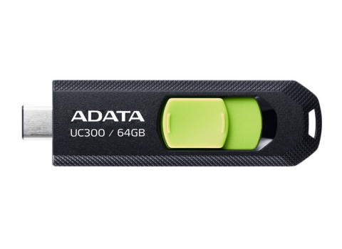 Electronice - MEMORIE USB Type-C 3.2 ADATA 64 GB ,  retractabila ,  carcasa plastic ,  negru / verde Cod Produs: ACHO-UC300-64G-RBK/GN