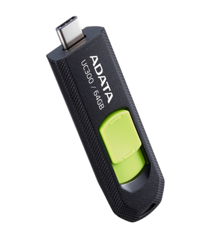 MEMORIE USB Type-C 3.2 ADATA 64 GB ,  retractabila ,  carcasa plastic ,  negru / verde Cod Produs: ACHO-UC300-64G-RBK/GN [2]