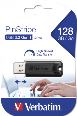 MEMORIE USB VERBATIM PINSTRIPE 128GB USB 3.0, NEGRU Cod Produs: 49319 [3]