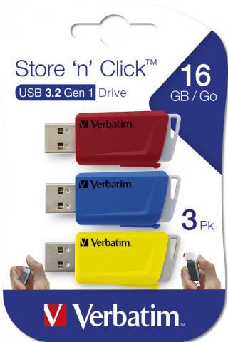MEMORIE USB VERBATIM StoreNClick 3X16GB USB 3.0 ROSU/NEGRU/GALBEN Cod Produs: 49306 [1]