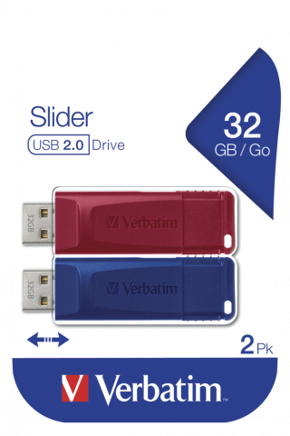MEMORIE USB VERBATIM StoreNGo SLIDER 2 X 32GB USB 2.0 ROSU, ALBASTRU Cod Produs: 49327 [1]