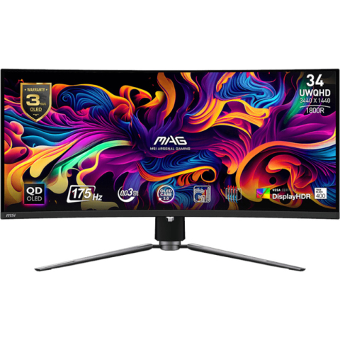 Monitoare - MONITOARE MSI - gaming MS-3DD0 , MSI , ID1/Black-Black , 34 , Anti-Reflection , Non-touch , QD- OLED , UWQHD , LED , Curve 1800R , 175Hz , 0.03ms , 21: 9 , EU , 36M , 341CQP QD-OLED Cod Produs: MAG 34