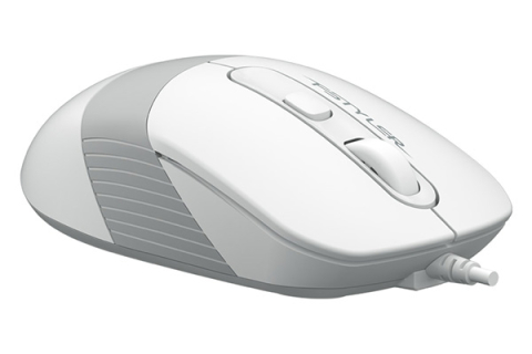 MOUSE A4tech, PC sau NB, cu fir, USB, optic, 1200 dpi, butoane/scroll 4/1, buton selectare viteza, alb / gri, Cod Produs: FM10 White [4]