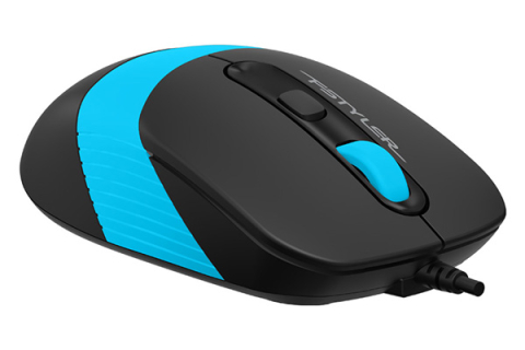 MOUSE A4tech, PC sau NB, cu fir, USB, optic, 1600 dpi, butoane/scroll 4/1, buton selectare viteza, negru / albastru, Cod Produs: FM10 Blue [4]