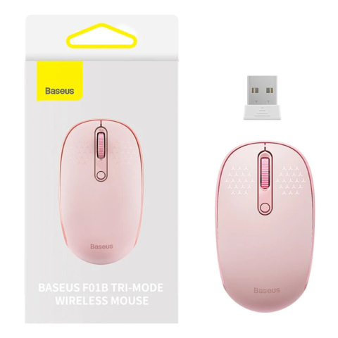 MOUSE Baseus PC sau NB wireless, 2.4GHz si Bluetooth, optic, 800/ 1200/1600 dpi,butoane/scroll 3/1, roz Cod Produs: B01055503413-00 [1]